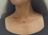 Opale bleue étoile de mer Plumeria collier porte-bonheur fleur pendentif chaîne surfeur bijoux en argent Sterling 925