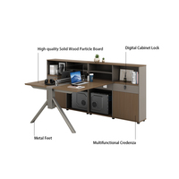 Bureau de direction modulaire en forme de L avec étagères, armoires de rangement, finition grain de bois gris, vente en gros usine