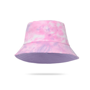 Pink <b>purple</b> gradient tie dye bucket <b>hat</b> lightweight cotton sun <b>hat</b> foldable reversible for vacation street festival use - Product Image 1