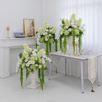 Boule de fleurs artificielles 40-43 cm, centre de table de mariage, décoration rose blanche et verte, réduction en gros pour événements festifs