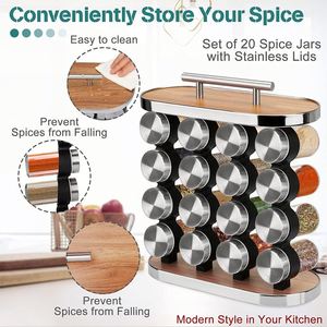 Spice Display <b>Big</b> Stand Spices Small Storage Containers Glass Spice <b>Jars</b> Rotating Rack Organizer With 20 <b>Jars</b> - Product Image 4