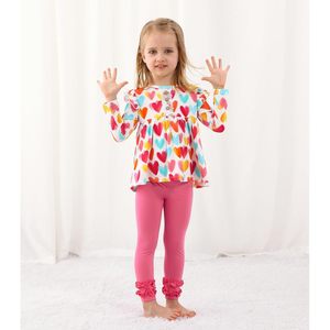 Conjunto de Top de Manga Larga con Estampado de Corazones y Leggings Rosas para Niñas Pequeñas, Ropa de Otoño Invierno - Product Image 5