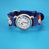 Montre à mouvement à quartz en plastique avec bracelet de 37 mm et 16 mm, motif astronaute de dessin animé, avec boîte