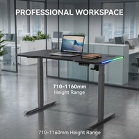 Bureau de jeu électrique commercial AOR en aluminium, hauteur réglable, avec surface de travail RGB à grain, design moderne, trois fonctions programmables