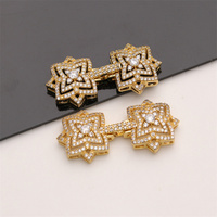 Fermoir en laiton plaqué or 18 carats avec zircon et connecteur fleur Tengyue pour la fabrication de colliers de grandes perles - Vente en gros