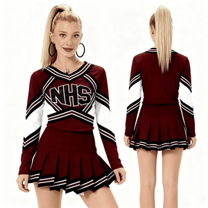 Traje de uniforme de porristas escolar personalizado <span class=keywords><strong>para</strong></span> <span class=keywords><strong>niñas</strong></span> con diseño lateral de moda - Product Image 1