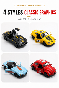 Voiture de course <span class=keywords><strong>vintage</strong></span> européenne moulée sous pression à l'échelle 1:43, avec portes ouvrantes, à rétrofriction, en alliage métallique écologique, jouet rétro pour enfants, idéal comme cadeau - Product Image 5