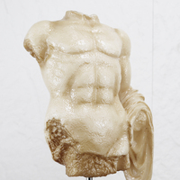 Sculpture de torse masculin grec antique en métal et marbre, base en marbre, statue de corps fragmenté, minimaliste, faite à la main, beige, ornement d'art de table