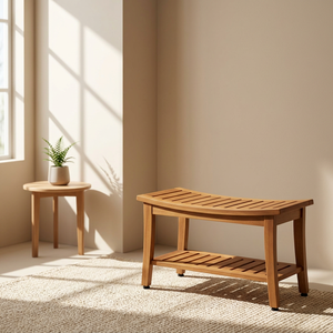 Banc de patio en bois moderne avec étagère de rangement, mobilier d'extérieur au design minimaliste, structure durable - Product Image 1