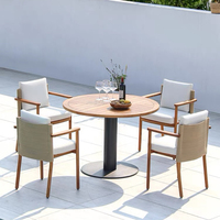 Ensemble de table et chaises de salle à manger d'extérieur en teck massif, meubles de jardin modernes pour villa, patio, résistant aux intempéries