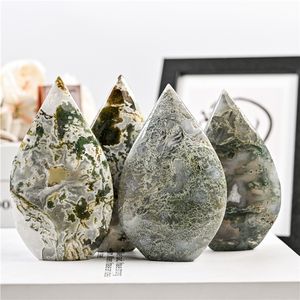 Adornos de Piedras Preciosas Pulidas de Ágata Musgosa Natural en Forma de Lágrima, Geoda de Ágata Druzy para Fines Decorativos - Product Image 2