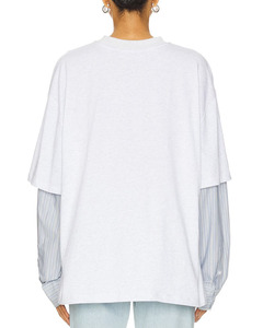 Logo personnalisé mode femmes <span class=keywords><strong>T</strong></span>-shirts de haute qualité 100% <span class=keywords><strong>coton</strong></span> femmes <span class=keywords><strong>coton</strong></span> luxe Jersey décontracté manches longues épissage chemises - Product Image 4