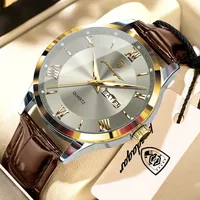 Montre pour homme de style original, boîtier en acier inoxydable, bracelet en cuir, cadran à chiffres romains, lumineuse, étanche, pour les affaires