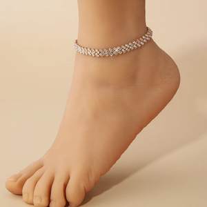 Bracelet de <span class=keywords><strong>cheville</strong></span> à chaîne ajustable en plaqué or et argent, bracelets de <span class=keywords><strong>cheville</strong></span> pour femmes avec strass brillants et brillants - Product Image 6