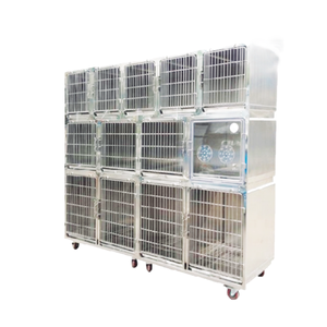 犬猫用獣医ペット病院ケージ304ステンレス鋼ユニークなスライドドアロックデザイン13スクエア病院ケージ - Product Image 2