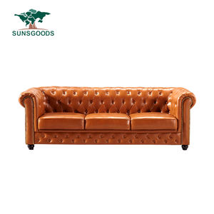 فاخر كلاسيكي 3 مقاعد جلد طبيعي تشيسترفيلد أريكة زر معانقة تصميم أريكة لوفيسيت لغرفة المعيشة أو الأثاث المدرسي - Product Image 2