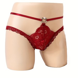 Tanga Sexy de Encaje para Hombre, Ropa Interior de Cintura Baja, Rojo, Nailon y Elastano, Lencería para Parejas - Product Image 1