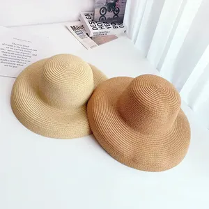 Wholesale Cheap Made Hand Wonderful Design Women's Wide Brim Foldable Summer Beach Sun Straw Lamp Hat