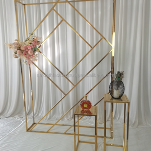 Arche de scène carrée en acier inoxydable avec cadre métallique doré, style moderne, vente chaude, directement de l'usine LEDA, pour décoration de mariage - Product Image 4