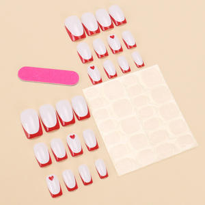 My Seven Days BZ1643 Faux ongles à coller, style French à bord rouge et motif cœur, pour le commerce transfrontalier, vente chaude - Product Image 2