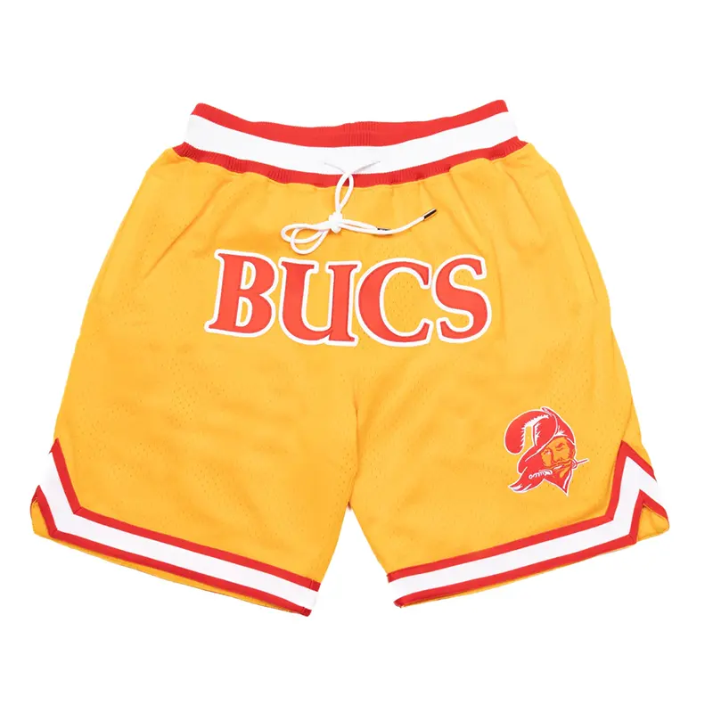 Bucanero-pantalones cortos de baloncesto clásicos, color amarillo, Retro, americano, con bolsillo
