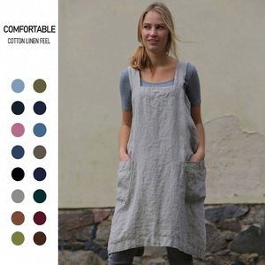 Tablier en lin et coton pour femme, confortable et respirant, idéal pour la maison, le jardinage, l'artisanat, style robe, directement de l'usine - Product Image 2