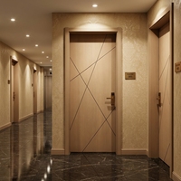 Porte intérieure moderne en bois massif à double battant avec isolation phonique et vitrage, design français, pour hôtels, villas et sous-sols