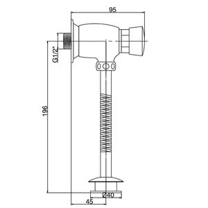 Robinet de chasse d'eau pour urinoir à commande manuelle en laiton moderne avec retardateur manuel, éco-conçu, adapté à l'installation murale en milieu hospitalier - Product Image 4