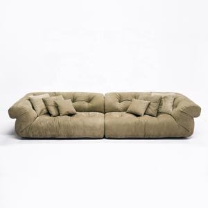 Nubuck โซฟาหนังแท้นุ่มลายไม้, ชุดโซฟาขนห่านแบบแยกส่วนพร้อมเอฟเฟกต์ผ้านวม - Product Image 1