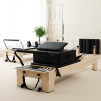 Appareil de Pilates Reformer Professionnel en Bois d'Érable avec Roues pour un Déplacement Facile, Logo Personnalisé, Couleur du Cuir au Choix, Machine de Fitness pour Studio