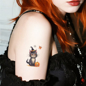 Autocollant de tatouage temporaire pour <span class=keywords><strong>Halloween</strong></span> <span class=keywords><strong>Halloween</strong></span>, dessin animé mignon et effrayant, tatouage imperméable pour visage, bras et doigt - Product Image 4