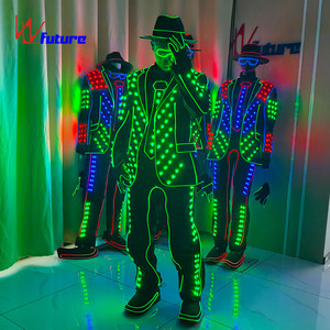 Michael Jackson LED Fiber Glow Cool Light Show Costume de danse Costume de performance de scène attrayant pour la danse de salon <span class=keywords><strong>latine</strong></span> - Product Image 6