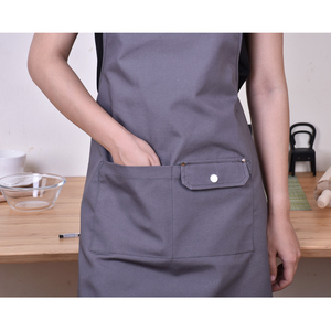 Unisex Gray Light Cotton <b>Waist</b> Canvas <b>Apron</b> Reusable Durable Work Utility Pockets Chef Server Artist Washable Adjustable Neck - Product Image 2