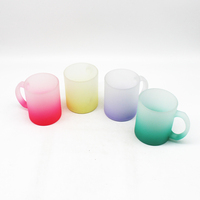 Mug en verre dépoli dégradé avec poignée, verre à boire peint par pulvérisation multicolore pour l'eau, la bière, logo personnalisé en sérigraphie