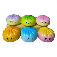 Jouets anti-stress en mousse PU - Jouets à presser en forme de boulette et de Bao à visage souriant avec kit de vapeur