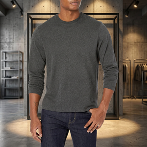 T-shirts pour hommes en coton doux écologique, à manches longues, avec logo personnalisé, streetwear, impression sérigraphique - Product Image 1