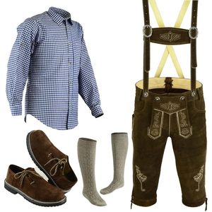 Ensemble de Lederhosen de style bavarois personnalisé pour homme, costume d'Oktoberfest 4 pièces, tenue ajustable à la taille du genou - Product Image 1