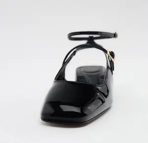 H158-306 ZAR модные юбки-пачки для девочек, красивая обувь в стиле «Мэри Джейн» женская обувь на высоком толстом каблуке с квадратным каблуком; Обувь с закрытым носком женские туфли-лодочки с ремешком на застежке женская обувь