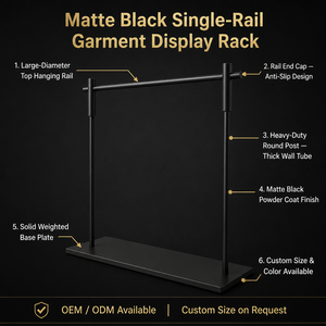 Présentoir à chaussures ouvert en fer noir mat thermolaqué, sur mesure, pour magasin de détail, support d'affichage de chaussures, OEM ODM disponible - Product Image 2