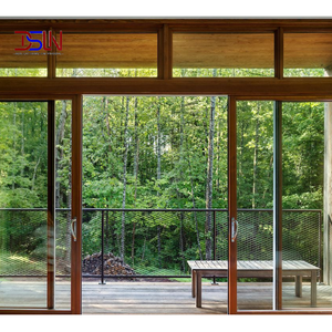 Puertas Corredizas Contemporáneas de Aluminio y Madera con Sistema de Doble Panel de Vidrio para Ahorro de Espacio Interior en Viviendas Residenciales - Product Image 1