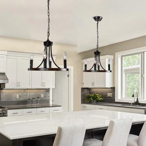 Lámparas colgantes negras de granja, candelabro decorativo, luces colgantes redondas, candelabro de nogal, luz colgante para hotel en casa - Product Image 5