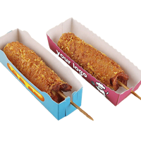 Boîte d'emballage en papier pour hot-dogs biodégradable, impression personnalisée en gros, gaufrage, matériaux recyclés pour les corn-dogs coréens