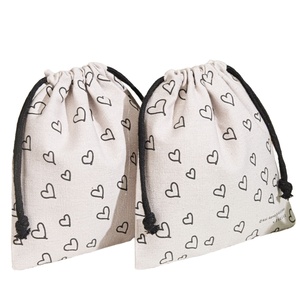 Custom Design Lovely Full Heat <b>Transfer</b> Printing Cotton Linen Drawstring Bag Cotton Jewelry Packing Drawstring Pouch - Product Image 1