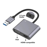 Adaptor VGA HDTV USB ke HDTV, konverter Multi tampilan Output ganda 1920*1080P untuk Mac OS Windows 7/8/10/11 komputer Laptop