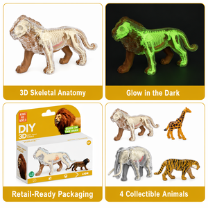 Kit de construction de <span class=keywords><strong>puzzle</strong></span> <span class=keywords><strong>3D</strong></span> d'animaux de la forêt, modèle éducatif pour enfants, assemblage artisanal, jouet Montessori, cadeau - Product Image 4