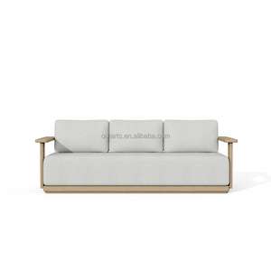 Set Divano Sezionale da Esterno per Tutte le Stagioni - Base in Teak Premium con Spessa Imbottitura in Spugna Impermeabile per Giardino, Piscina e Balcone Aperto - Product Image 3