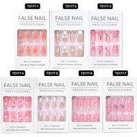 24 Pièces Ongles Press-On Courts Longs Formes Ballerine Amande Cercueil, Faux Ongles de Noël en Acrylique à Couverture Complète avec Diamants, Fournitures pour Ongles