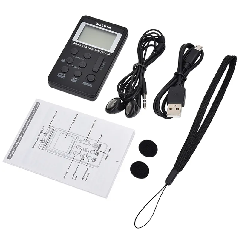 Cheap Wholesale Mini Digital Tuning Walkman Radio With Rechargeable Battery Earphone Digital Lcd Screen Mini Pocket Fm Radio