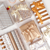 Papier d'Emballage en Feuille d'Or en Cuivre Rouleau Luxe Léger Motif Géométrique 43CM * 3M pour la Saint-Valentin Anniversaire