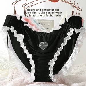 Dromerige Lolita-Stijl Laagbouw Kanten Damesslipje Met Lieflijk Romantisch Gebreid Bikini Strik Decoratie Ondergoed - Product Image 3